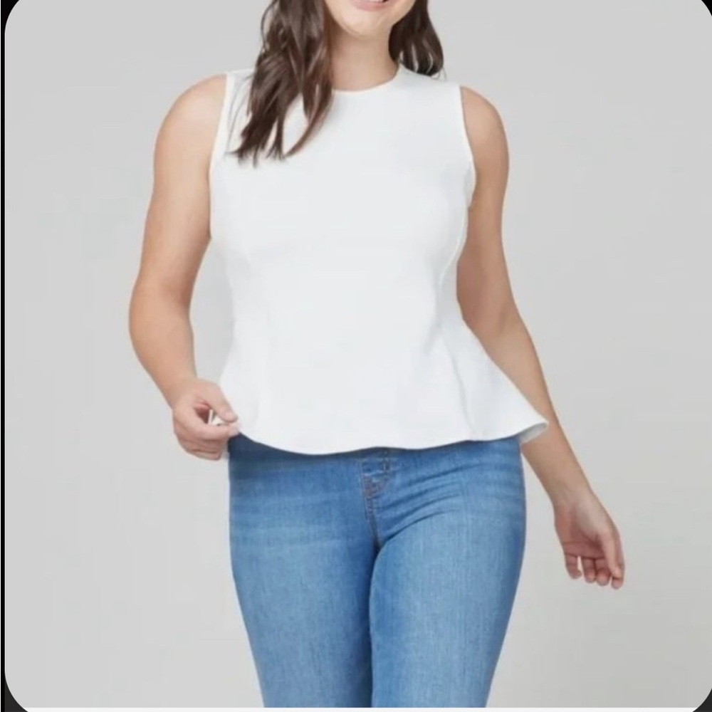 EUC White SPANX AirEssentials Peplum Sleeveless Top